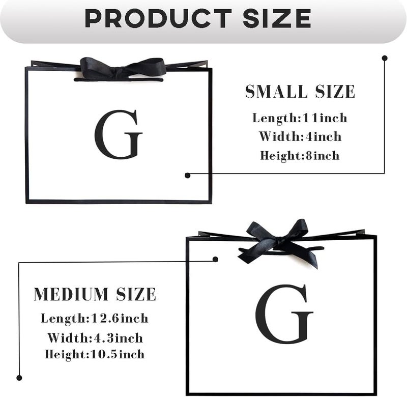 QLSKO Initial Gift Bag with Bow Ribbon Personalized Horizontal Paper Bag Monogrammed Birthday Gifts for Women Men (G-Medium) - Image 2